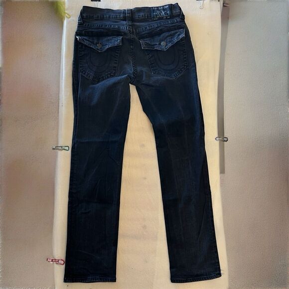 True Religion Mens Rocco Relaxed Skinny Jeans Size 34x32 Black Flap Pockets - Picture 3 of 12